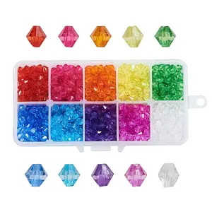 Faceted Bicone Transparent Acrylic Beads
