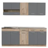 Kuchyňská linka 200 lorna-dub šedý/šedá - pracovní deska - 120cm