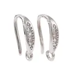 Brass Micro Pave Clear Cubic Zirconia Ear Hooks