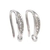 Brass Micro Pave Clear Cubic Zirconia Ear Hooks