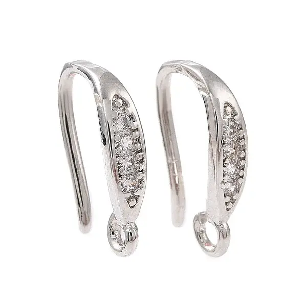 Brass Micro Pave Clear Cubic Zirconia Ear Hooks