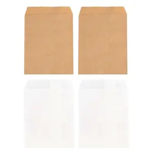 100Pcs 2 Colors White & Brown Kraft Paper Bags