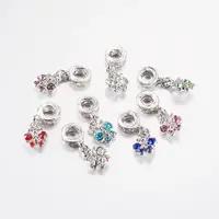 Alloy Rhinestone European Dangle Charms