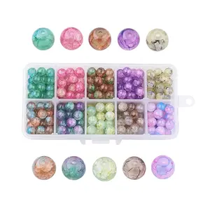 10 Colors Baking Paint Crackle Glass Beads