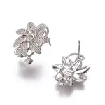Brass Micro Pave Cubic Zirconia Stud Earring Findings