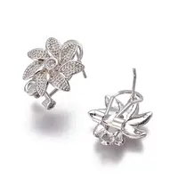 Brass Micro Pave Cubic Zirconia Stud Earring Findings