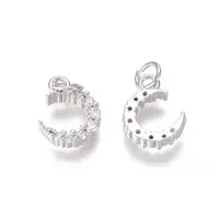 Brass Micro Pave Clear Cubic Zirconia Charms