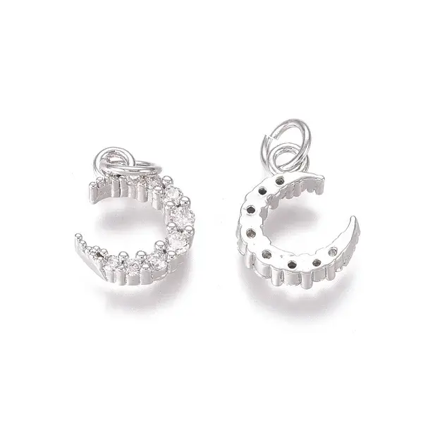 Brass Micro Pave Clear Cubic Zirconia Charms