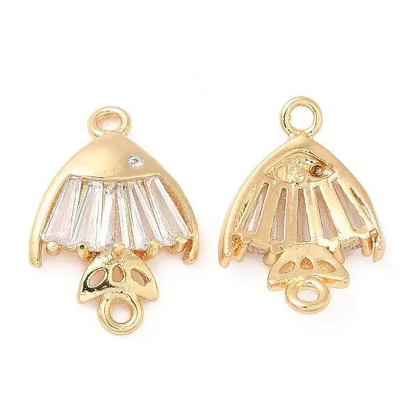 Brass Pave Clear Glass Connector Charms