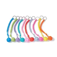 Polyester & Spandex Cord Ropes Braided Wood Ball Keychain