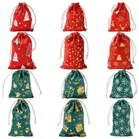12Pcs 12 Styles Hot Stamping Christmas Velvet Storage Bags