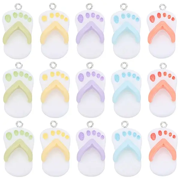 20Pcs 5 Colors Opaque Resin Pendants