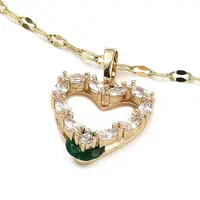 Heart Brass Micro Pave Cubic Zirconia Pendant Necklaces