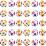 30pcs Round with Flower Pattern Silicone Focal Beads