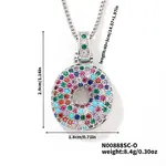 Brass Pave Colorful Cubic Zirconia Letter Pendant Box Chain Necklaces