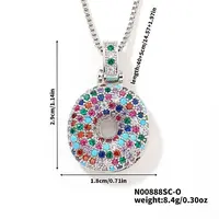 Brass Pave Colorful Cubic Zirconia Letter Pendant Box Chain Necklaces