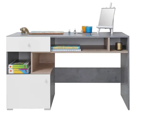 Psací stůl omega - bílá/dub/beton