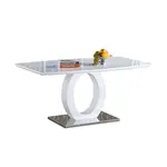 Jídelní stůl, bílá vysoký lesk / ocel, zarni