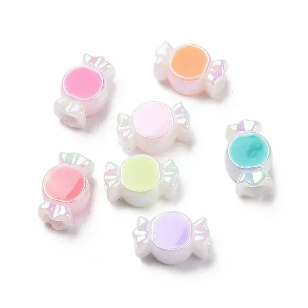 UV Plating Rainbow Iridescent Acrylic European Beads