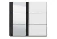 Šatní skříň s posuvnými dveřmi a zrcadlem ancona - bílá/černá