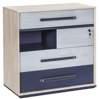 Zásuvková komoda lincoln - dub/dub modrý/tmavě modrá