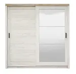 Šatní skříň s posuvnými dveřmi a zrcadlem henry - dub bílý/dub šedý