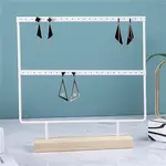 2-Tier Iron Earring Display Stands with Wooden Base