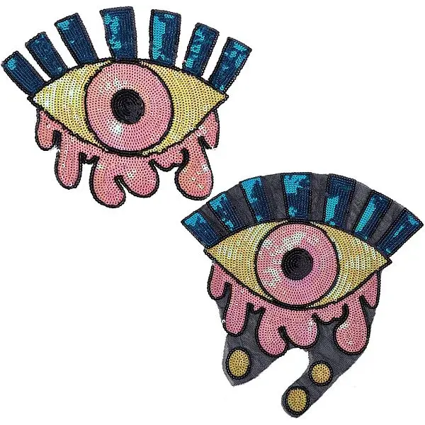 2Pcs 2 Style Iron on/Sew on Sequin Cloth Patches