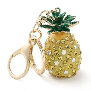 Pineapple Plastic with Rhinestone Pendant Keychain