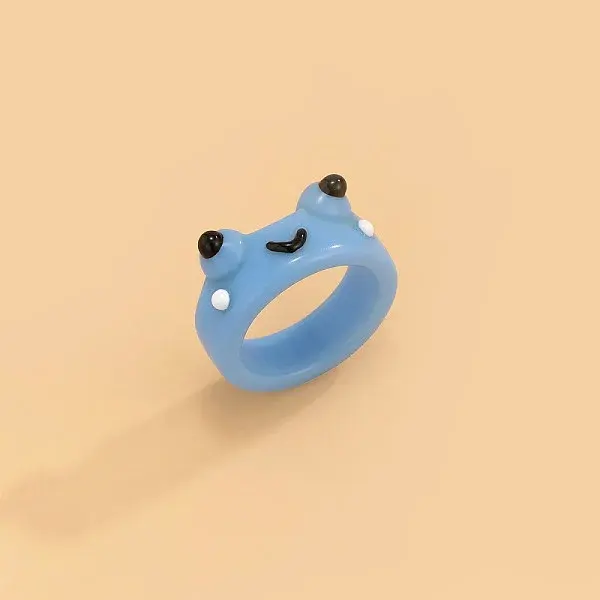 Frog Resin Plain Band Rings for Women Girls