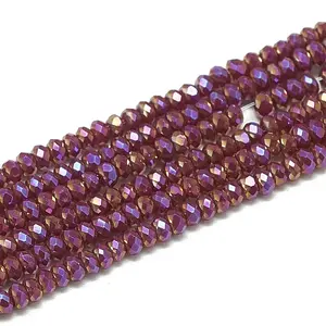Electroplate Opaque Solid Color Glass Beads Strands