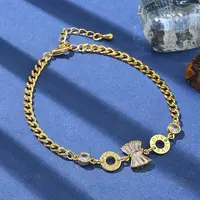 Brass Micro Pave Clear Cubic Zirconia Link Bracelets