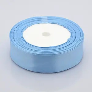 1 inch(25mm) Light Blue Satin Ribbon for Hairbow DIY Party Decoration