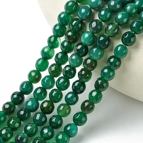 Natural Green Onyx Agate Beads Strands