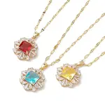Brass Micro Pave Cubic Zirconia Pendant Necklaces