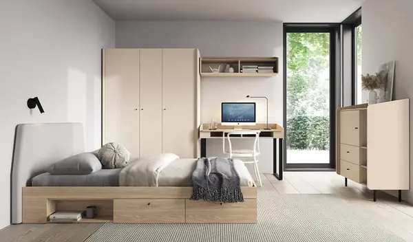 Malá študentská izba rudy - béžová/dub olejovaný