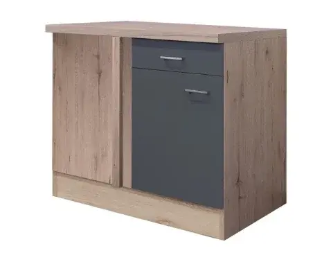 Dolná rohová kuchynská skrinka Tiago, dub san remo/sivá, šírka 110 cm%