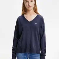 Tommy Hilfiger Jeans Sveter - TJW V-NECK SWEATER modrý