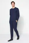 Trendyol Indigo Regular Fit Vaflové Pletené Pyžamo Set