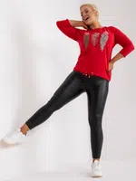 Red blouse for everyday wear with a round neckline