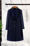 Trendyol Curve Navy Blue Regular Fit Thick Stitching Coat