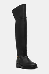 Kožené kozačky Tommy Hilfiger TH HORSEBIT RIDING OVERKNEE BOOT