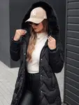 Dámská zimní bunda MYANNA dlouhá prošívaná s kapucí černá Dstreet