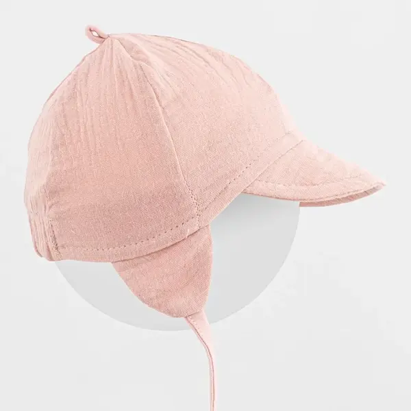 Detská letná mušelínová čiapka so šiltom ružová, vel. 80/86