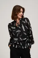 Marisse Black Tie-Neck Shirt