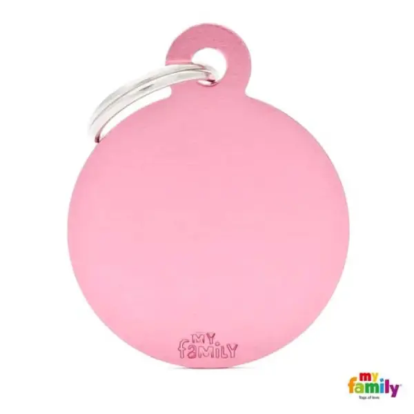MF BIG ROUND ALUMINUM PINK 3,93x3,17 cm gravírovateľný prívesok
