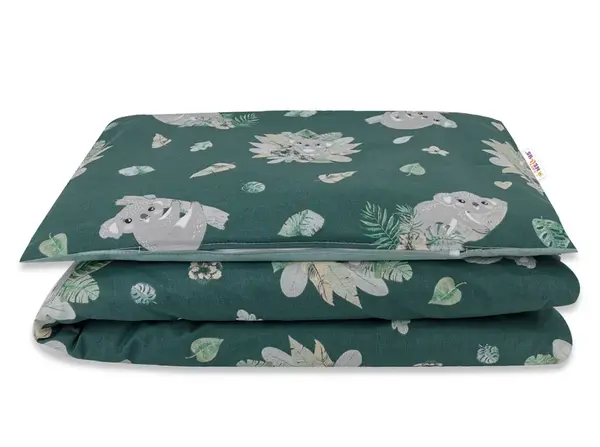 Baby Nellys 2-dielne bavlnené obliečky, Tropical Koala - zelená