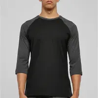 Contrasting 3/4 sleeve raglan t-shirt blk/cha