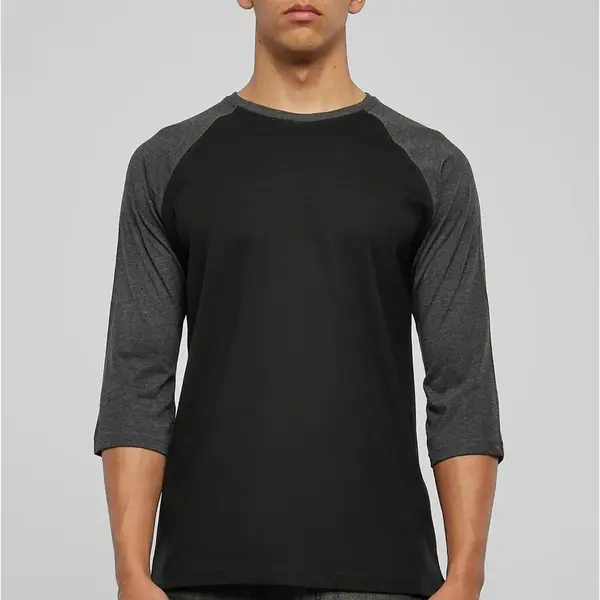 Contrasting 3/4 sleeve raglan t-shirt blk/cha