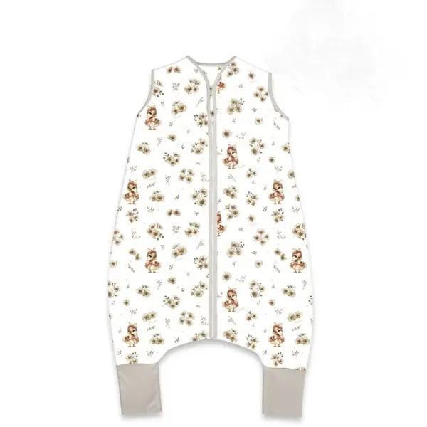 Letný spací vak so zahrnovacími nohavičkami, bavlna, Kačičky - biela, béžová, M